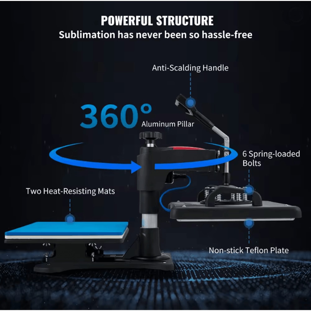5 In 1 Heat Press Machine 12x15 Clamshell Sublimation Printer With Digital Temperature Control 2