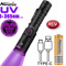 15W UV Blacklight Flashlight 365nm USB Rechargeable For Pet Stains Money And Mineral Detection 0
