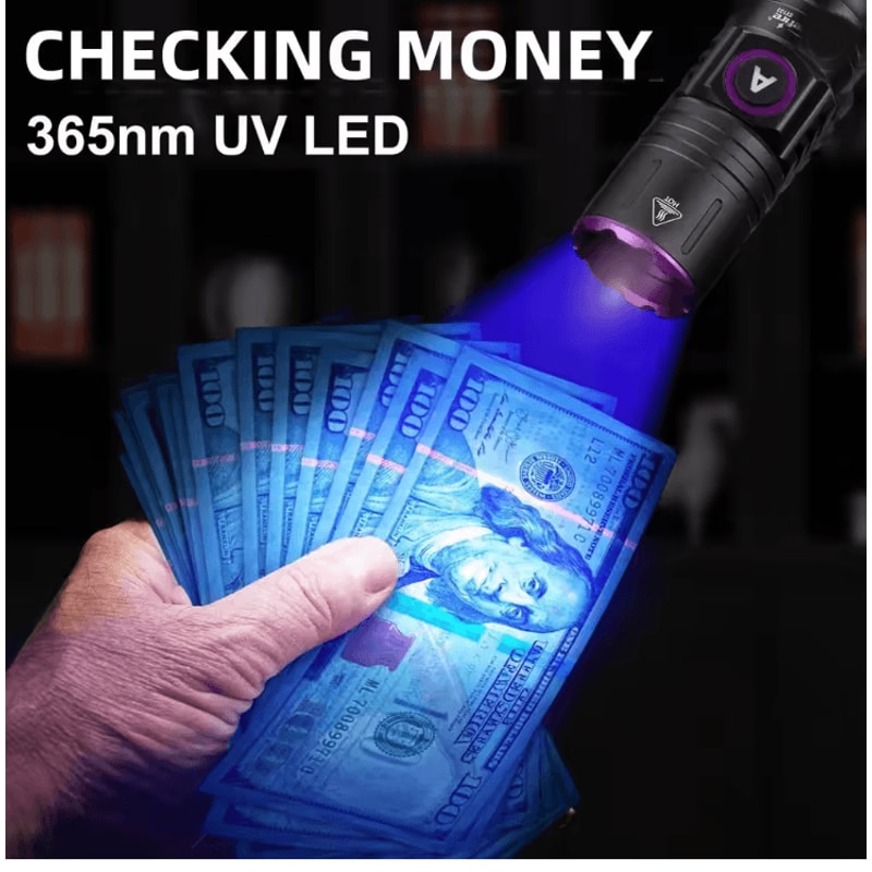 15W UV Blacklight Flashlight 365nm USB Rechargeable For Pet Stains Money And Mineral Detection 2