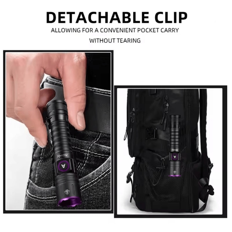 15W UV Blacklight Flashlight 365nm USB Rechargeable For Pet Stains Money And Mineral Detection 3