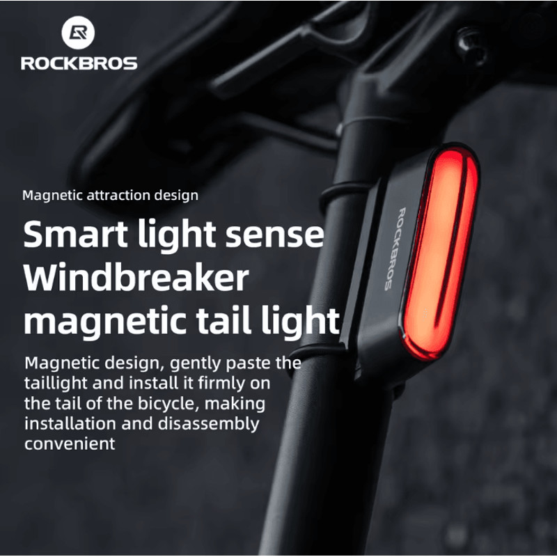 Rockbros Magnetic Bicycle Rear Light With Smart Brake Sensor And Waterproof Design 0