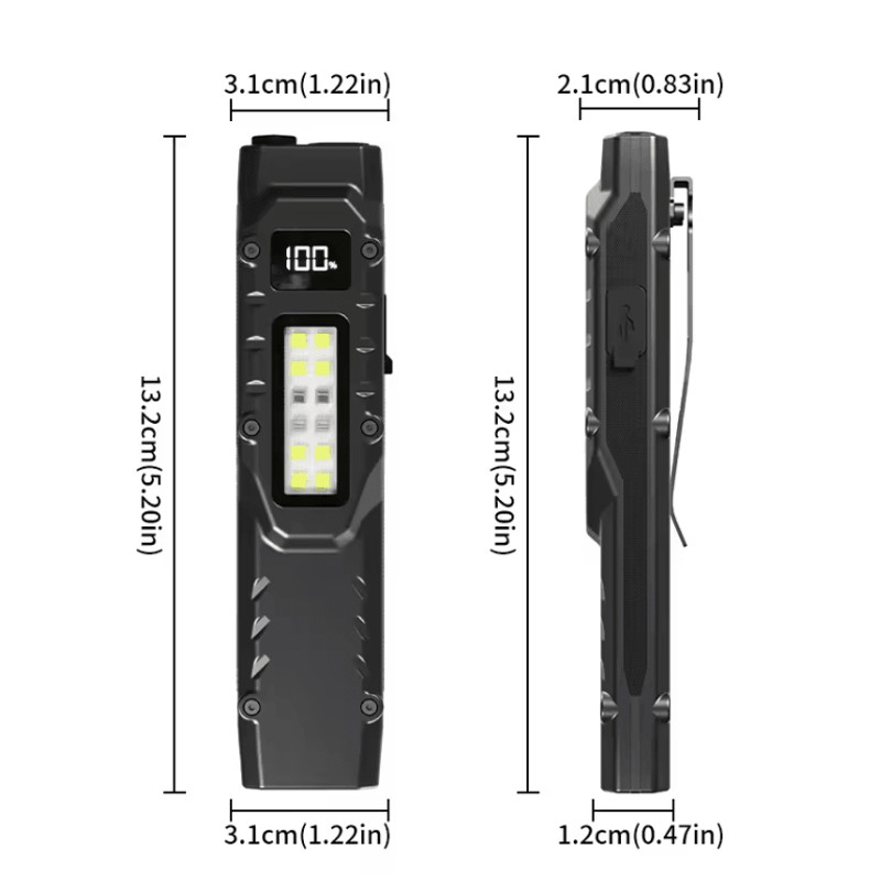 Portable USB Rechargeable Tactical Flashlight With LED COB Work Light 4