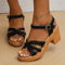 Womens Braided High Heel Sandals With Chunky Platform And Ankle Straps 0