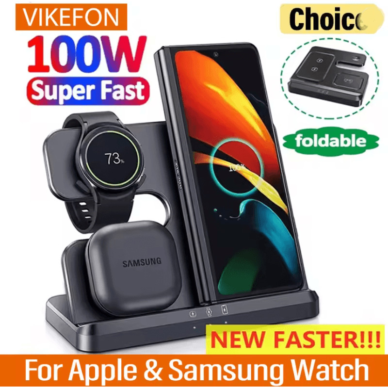 3 In 1 Wireless Charger Stand With Fast Charging Dock For Samsung Devices 0