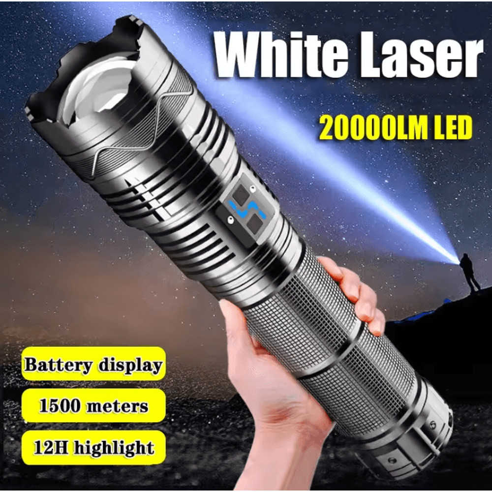 High Power Laser Flashlight With Super Bright LED Spotlight And Long Range Zoom 0