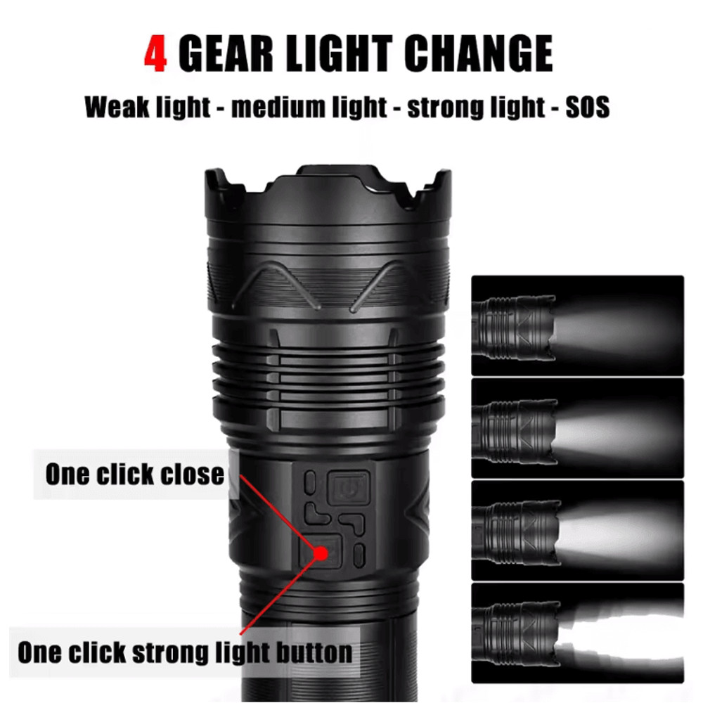 High Power Laser Flashlight With Super Bright LED Spotlight And Long Range Zoom 1