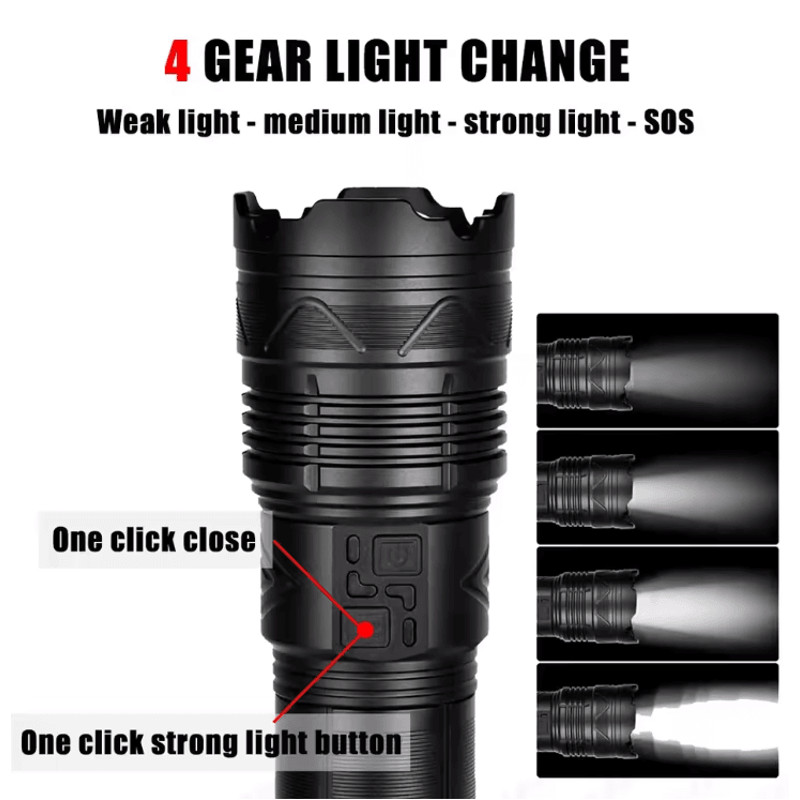 High Power Laser Flashlight With Super Bright LED Spotlight And Long Range Zoom 1