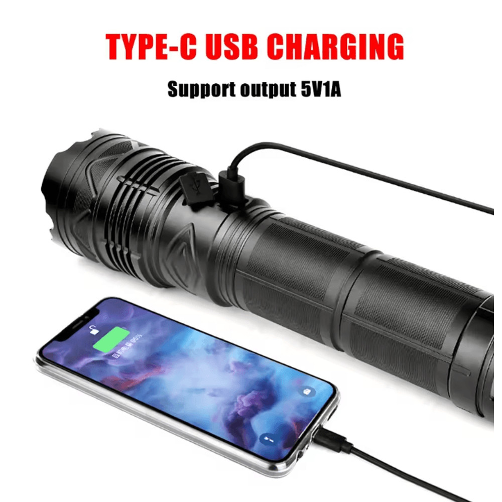 High Power Laser Flashlight With Super Bright LED Spotlight And Long Range Zoom 2