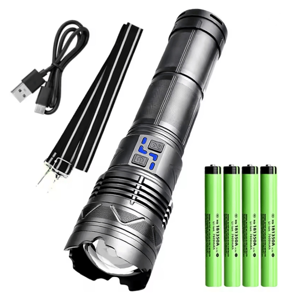 High Power Laser Flashlight With Super Bright LED Spotlight And Long Range Zoom 4
