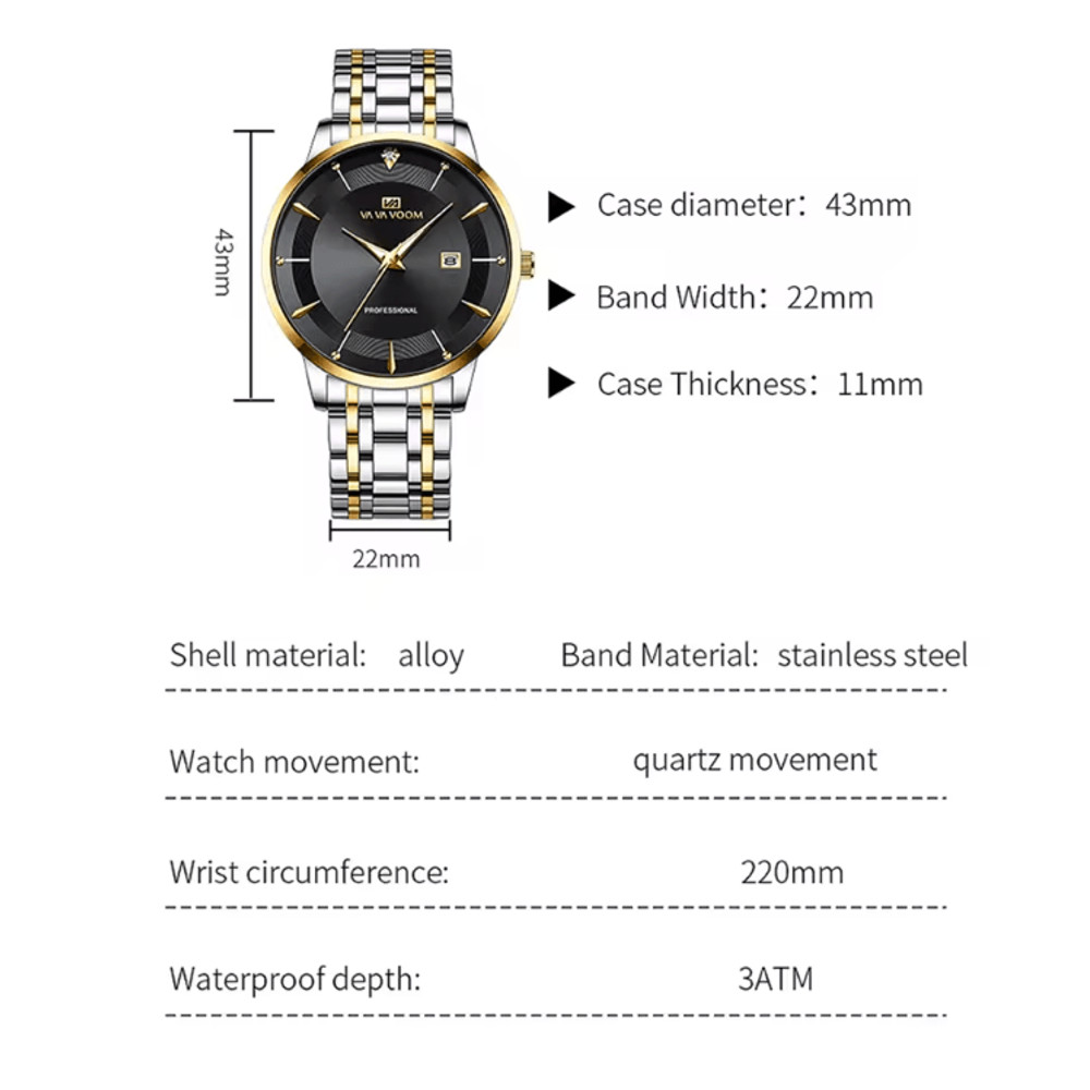 Luxury Mens Stainless Steel Watch With Quartz Movement And Rhinestone Detailing 2