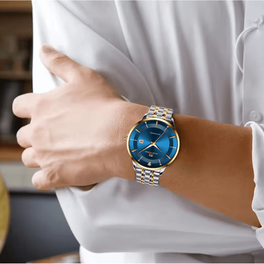 Luxury Mens Stainless Steel Watch With Quartz Movement And Rhinestone Detailing 1