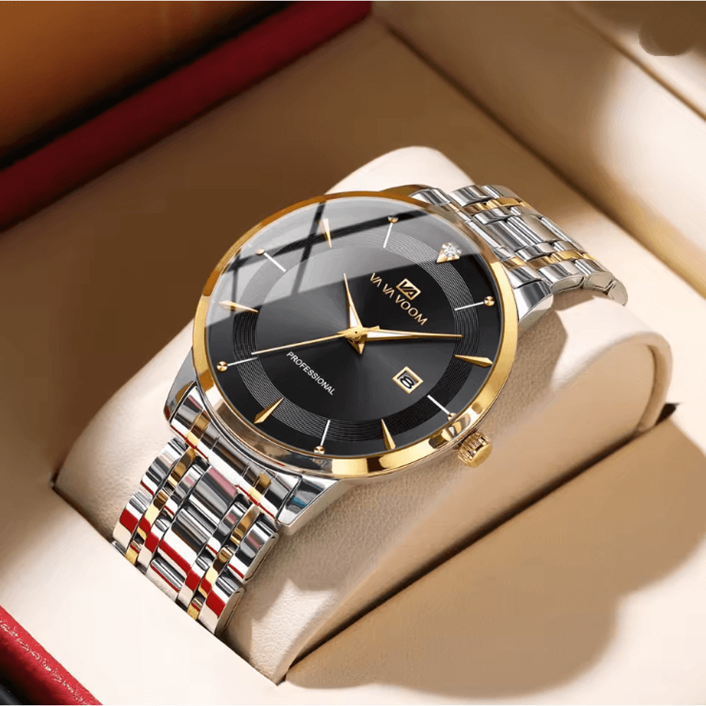 Luxury Mens Stainless Steel Watch With Quartz Movement And Rhinestone Detailing 3