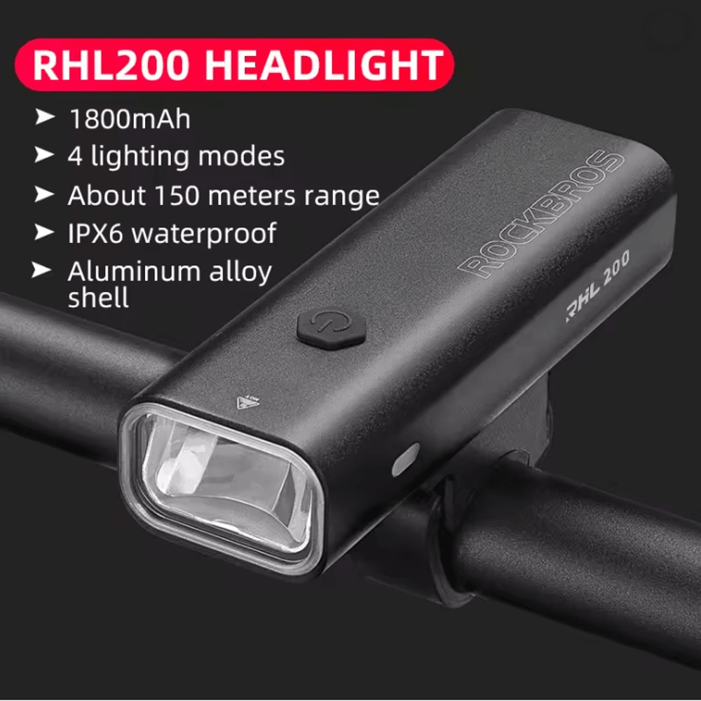 ROCKBROS 600 Lumens USB C Rechargeable Bike Headlight Waterproof LED Cycling Front Lamp 4