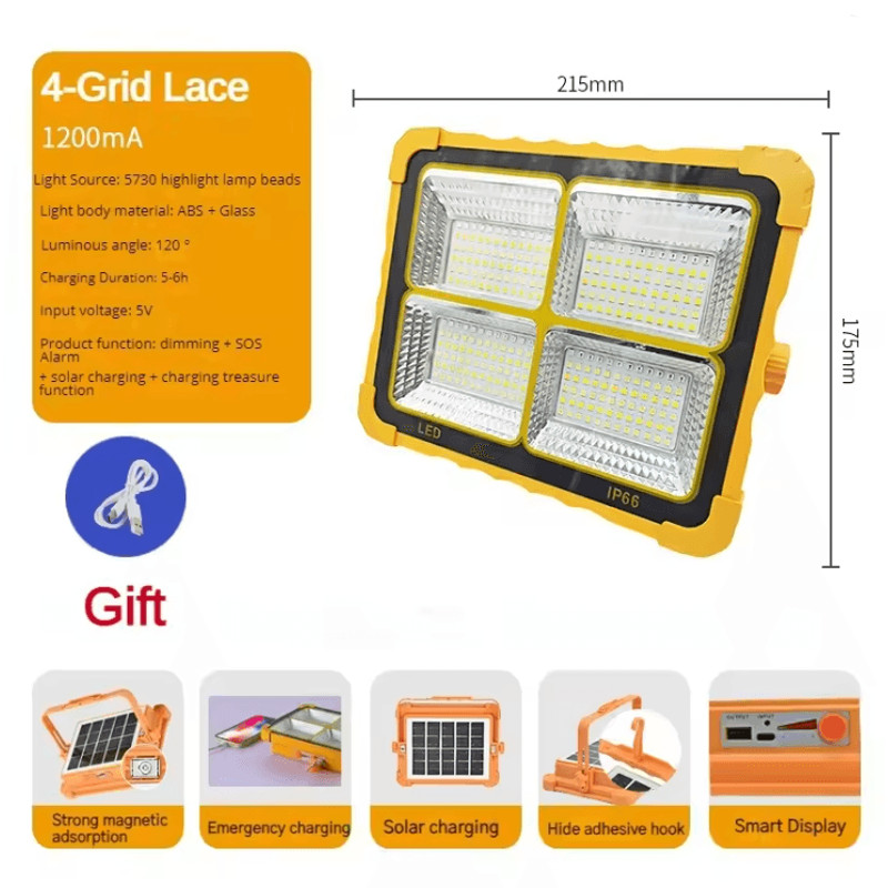 Camping Solar Lantern With 20000 MAh Power Bank Rechargeable LED Tent Light With Magnet Flashlight 3