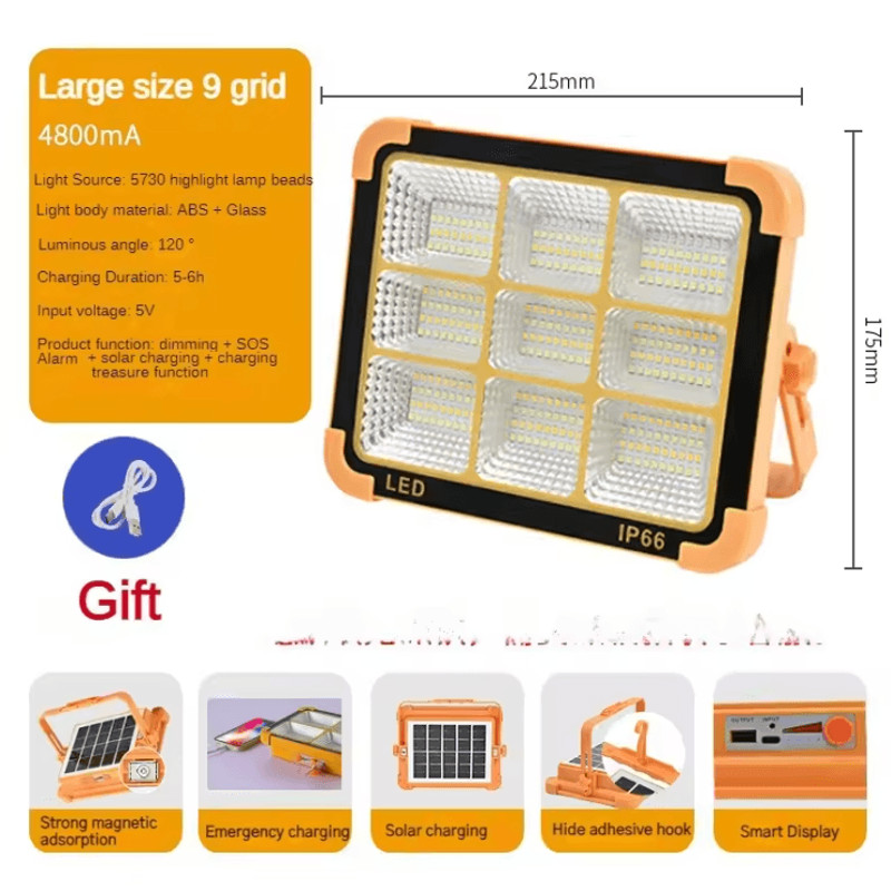 Camping Solar Lantern With 20000 MAh Power Bank Rechargeable LED Tent Light With Magnet Flashlight 5