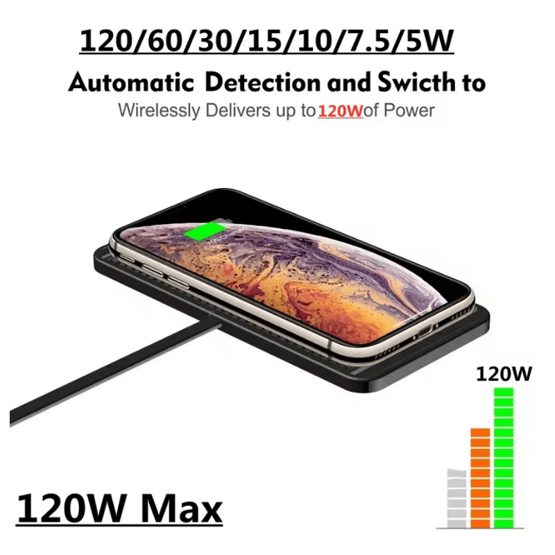 Wireless Car Charger Pad 120W Fast Charging Silicone Stand For IPhone Samsung Xiaomi Huawei 2