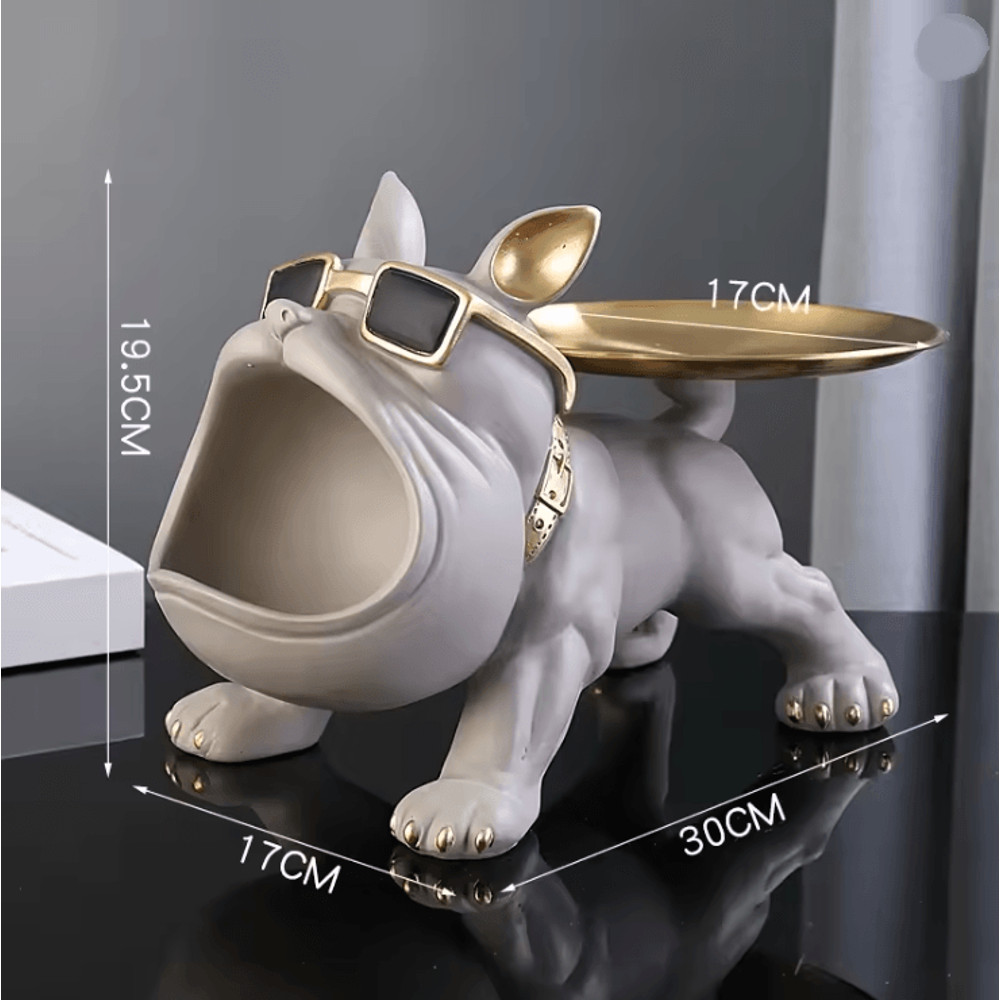 Bulldog Figurine Home Decor Resin Dog Statue With Storage Box 4