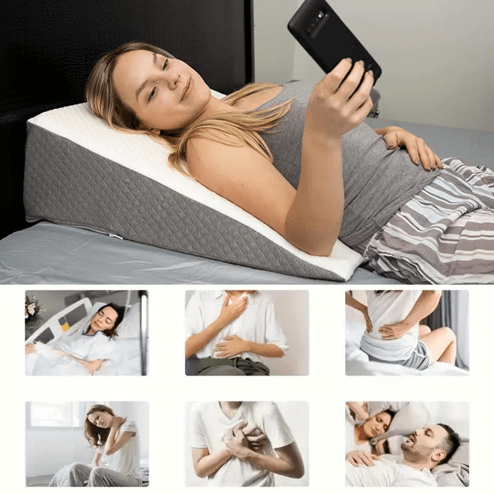 Memory Foam Bed Wedge Pillow For Sleeping Leg Elevation And Snoring Relief 2