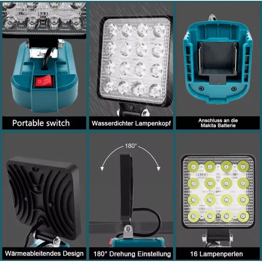 PowerBeam Cordless LED Work Light Compatible With Makita 18V Batteries 2