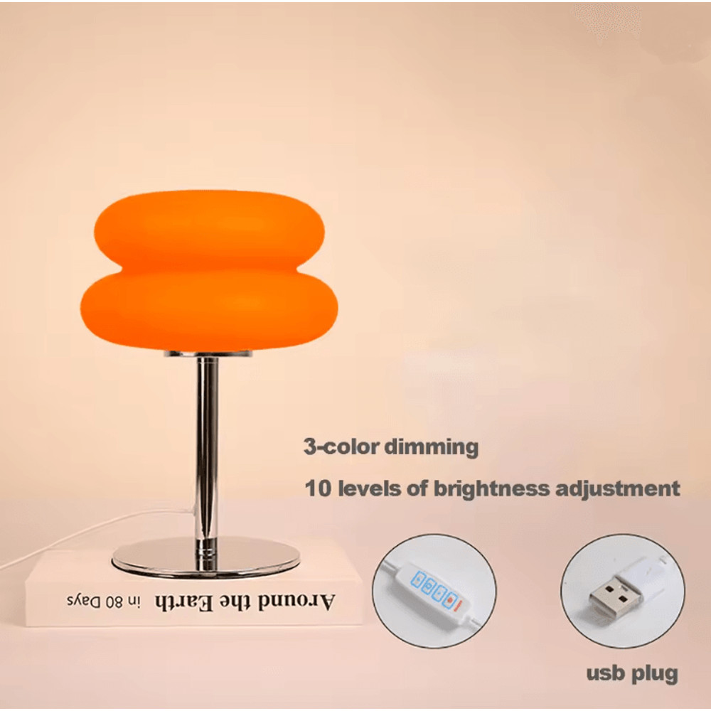GlowEase Creamy Style Bedside Table Lamp With USB And Tri Color Dimming 2