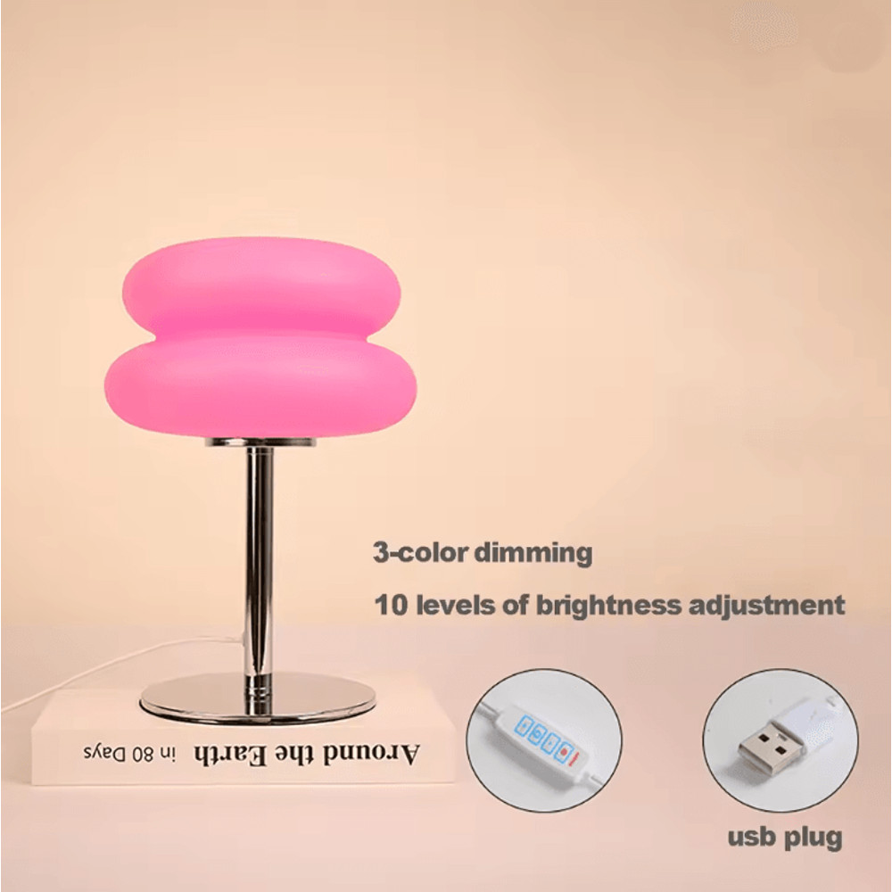 GlowEase Creamy Style Bedside Table Lamp With USB And Tri Color Dimming 3