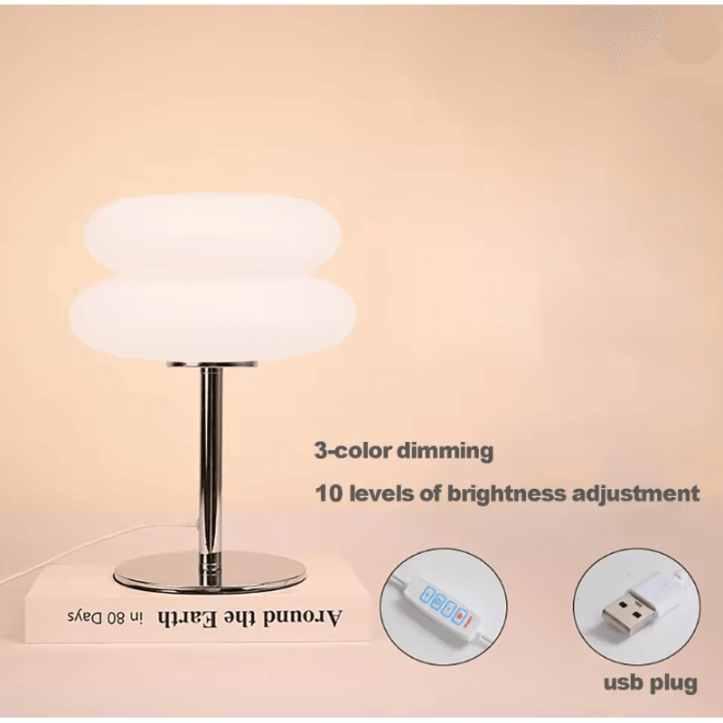 GlowEase Creamy Style Bedside Table Lamp With USB And Tri Color Dimming 4