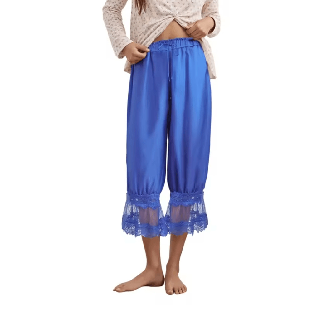 BloomEase Womens Y2K Loose Fit Cropped Pants With Lace Patchwork 6