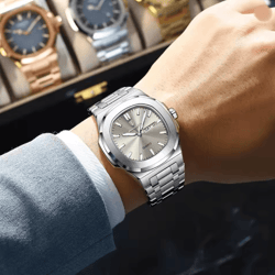 poedagar luxury square military mens watch stainless steel waterproof design