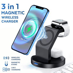 magcharge 3 in 1 magnetic wireless charger stand for iphone and apple devices