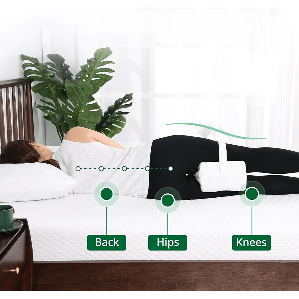 Memory Foam Knee Pillow For Side Sleepers With Adjustable Strap 2