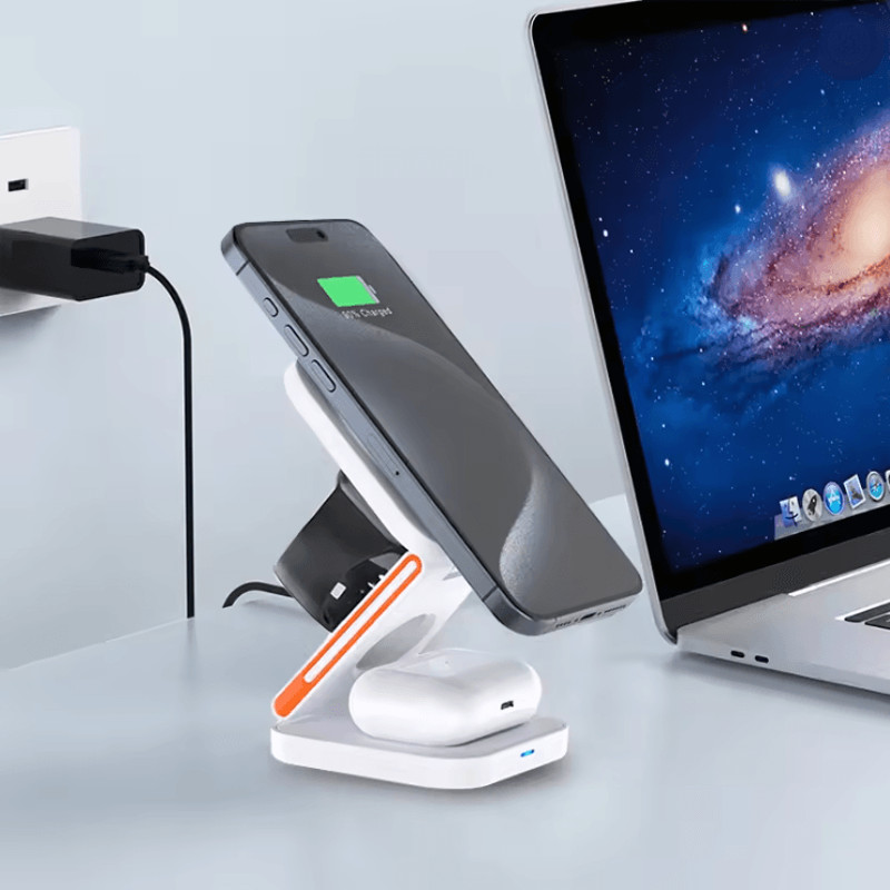 30W 3 In 1 Foldable Magnetic Wireless Charger Stand For IPhone Apple Watch And AirPods 1