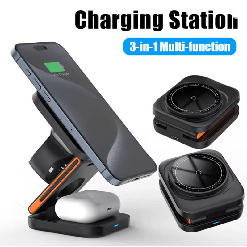30W 3 In 1 Foldable Magnetic Wireless Charger Stand For IPhone Apple Watch And AirPods 2