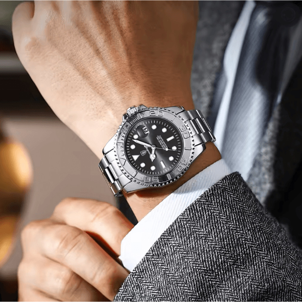 POEDAGAR Luxury Mens Quartz Watch With Stainless Steel Band And Waterproof Design 0