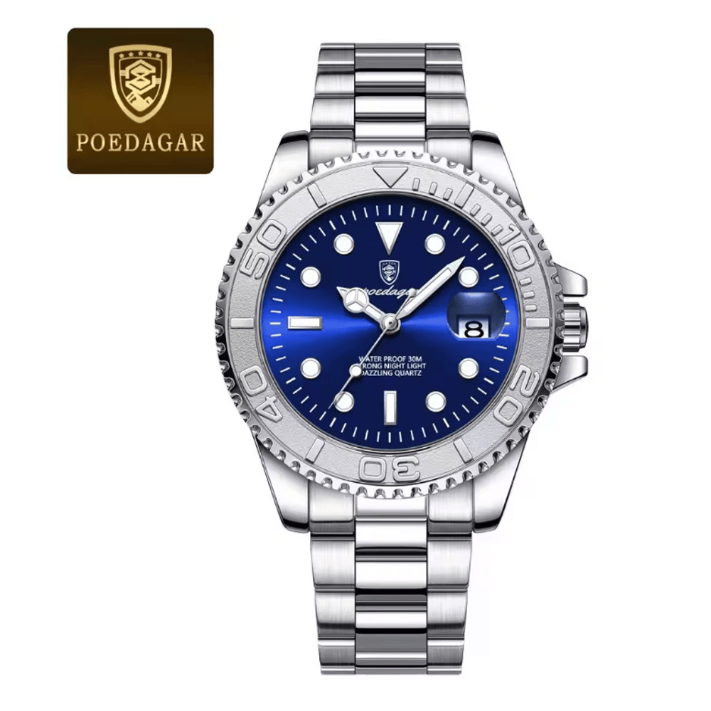 POEDAGAR Luxury Mens Quartz Watch With Stainless Steel Band And Waterproof Design 2