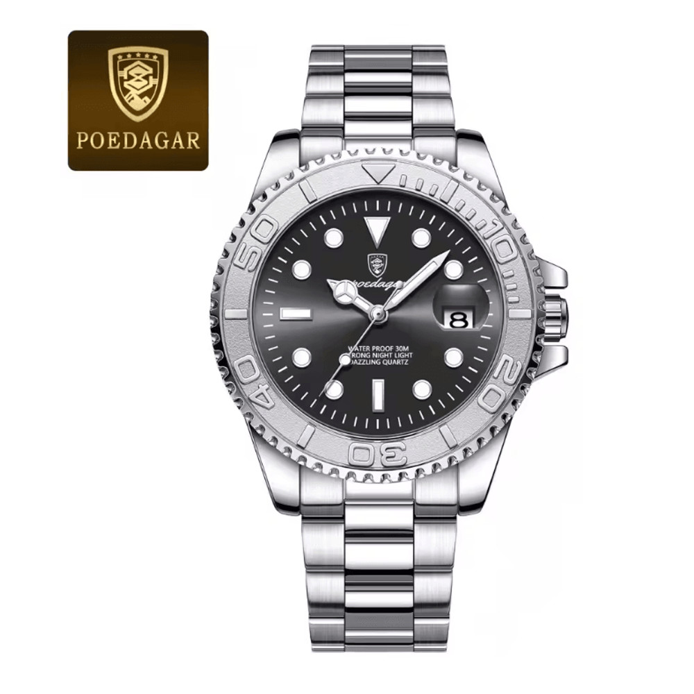 POEDAGAR Luxury Mens Quartz Watch With Stainless Steel Band And Waterproof Design 3