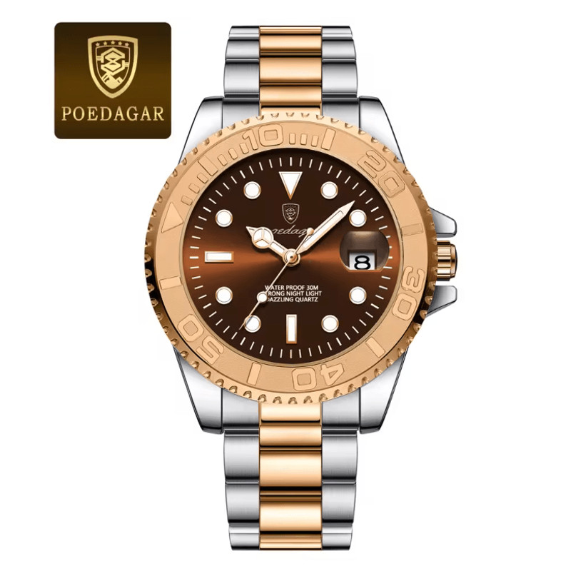 POEDAGAR Luxury Mens Quartz Watch With Stainless Steel Band And Waterproof Design 6