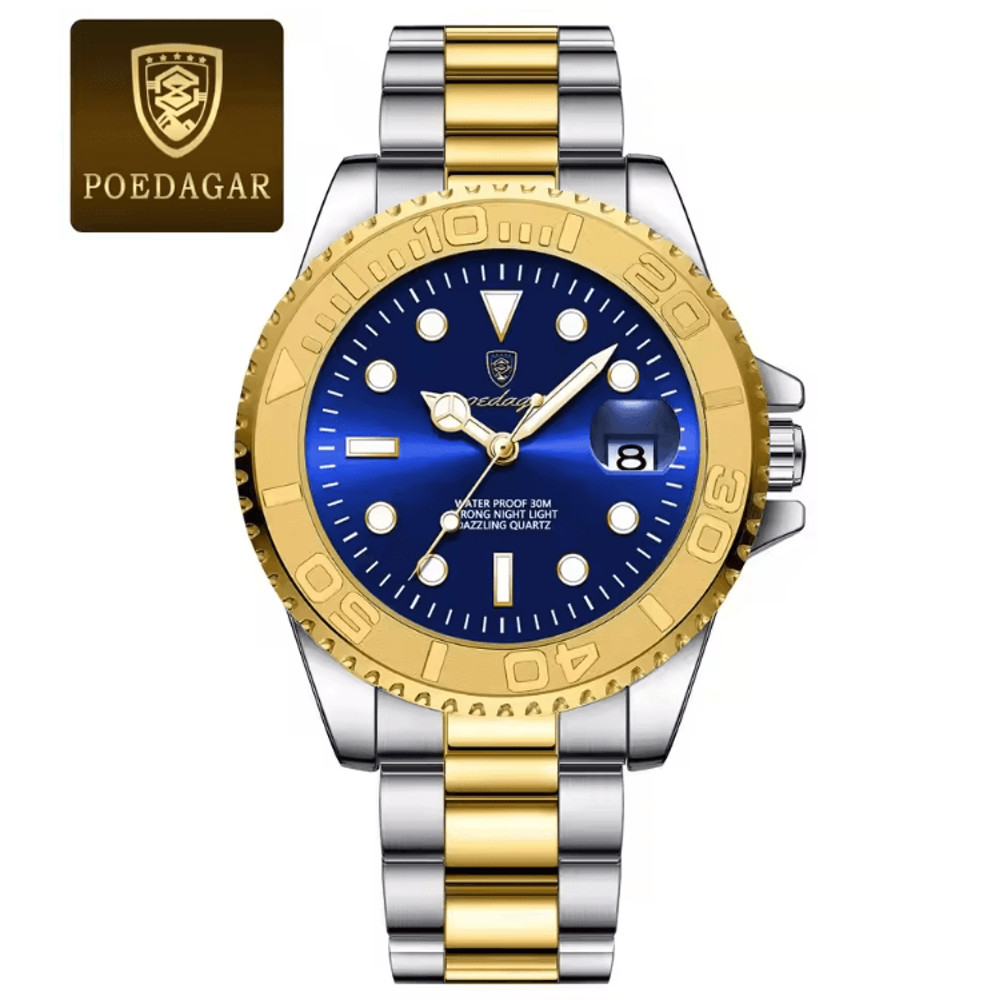 POEDAGAR Luxury Mens Quartz Watch With Stainless Steel Band And Waterproof Design 7