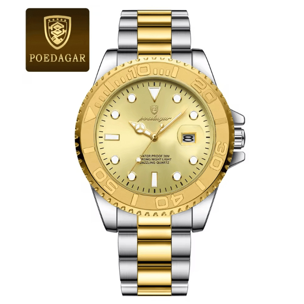 POEDAGAR Luxury Mens Quartz Watch With Stainless Steel Band And Waterproof Design 8