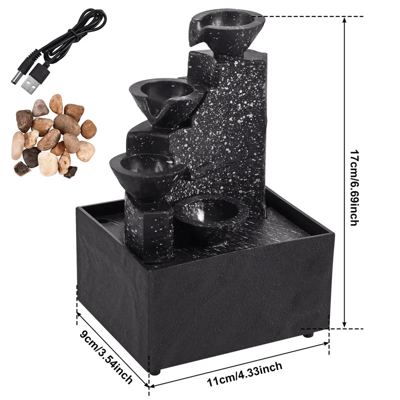 Tabletop Waterfall Fountain With LED Lights For Home And Office Relaxation 1