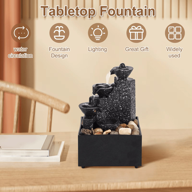 Tabletop Waterfall Fountain With LED Lights For Home And Office Relaxation 2
