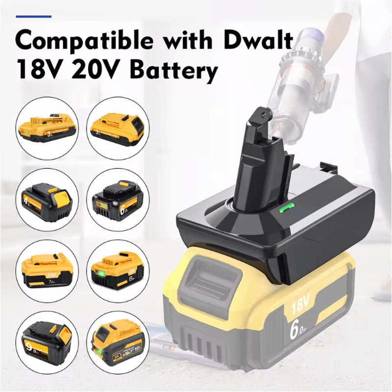 Battery Adapter For Makita Dewalt Milwaukee 18V To Dyson V6 V7 V8 Vacuum Cleaners 0
