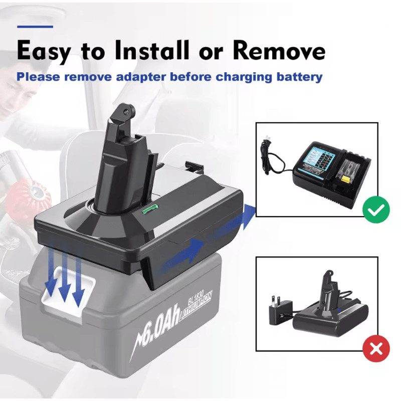 Battery Adapter For Makita Dewalt Milwaukee 18V To Dyson V6 V7 V8 Vacuum Cleaners 2