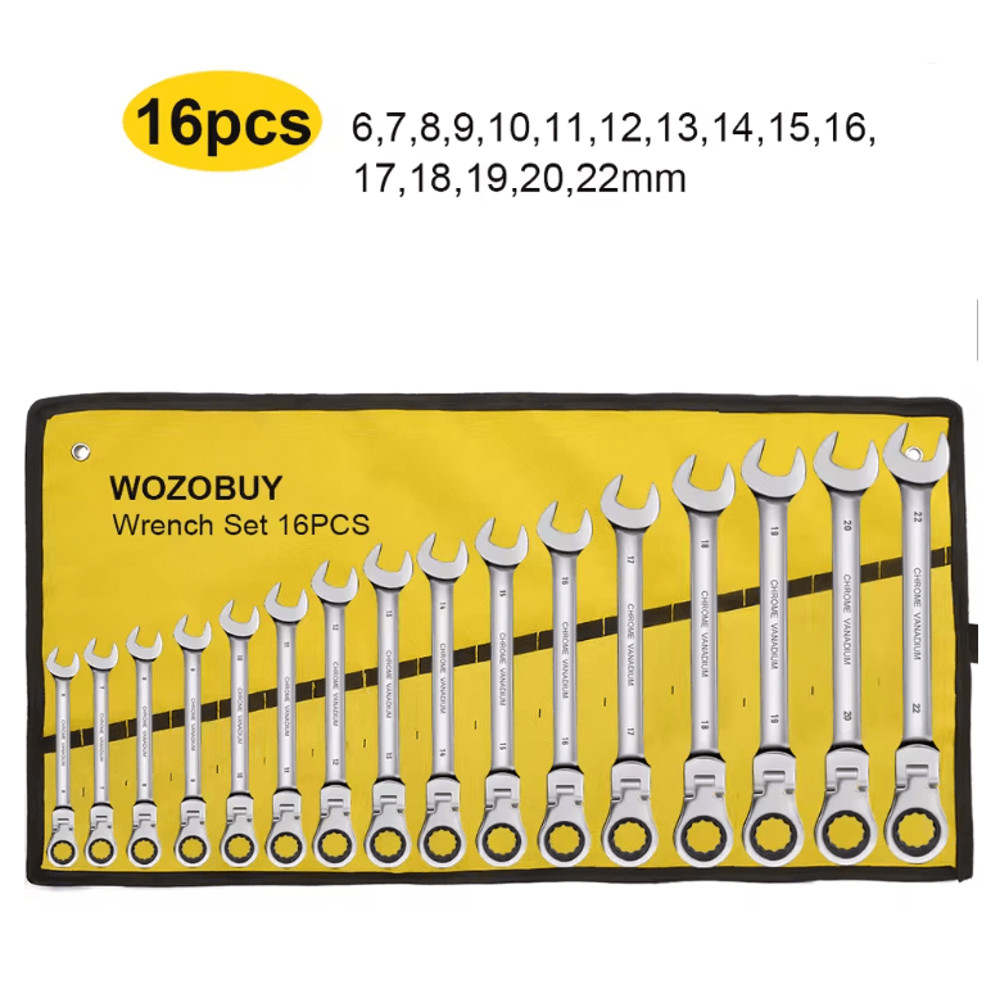 Metric Ratcheting Combination Wrench Set With Flex Head And Carrying Bag 2