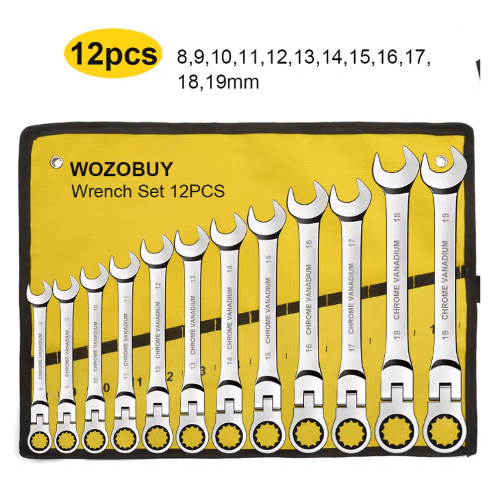 Metric Ratcheting Combination Wrench Set With Flex Head And Carrying Bag 6