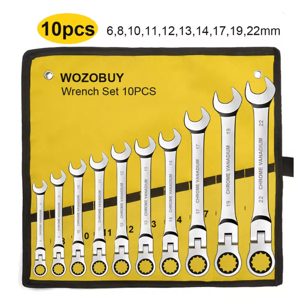 Metric Ratcheting Combination Wrench Set With Flex Head And Carrying Bag 7