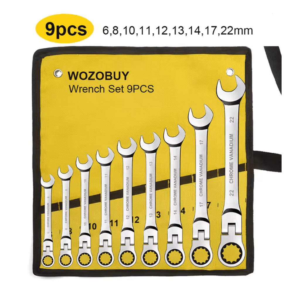 Metric Ratcheting Combination Wrench Set With Flex Head And Carrying Bag 8