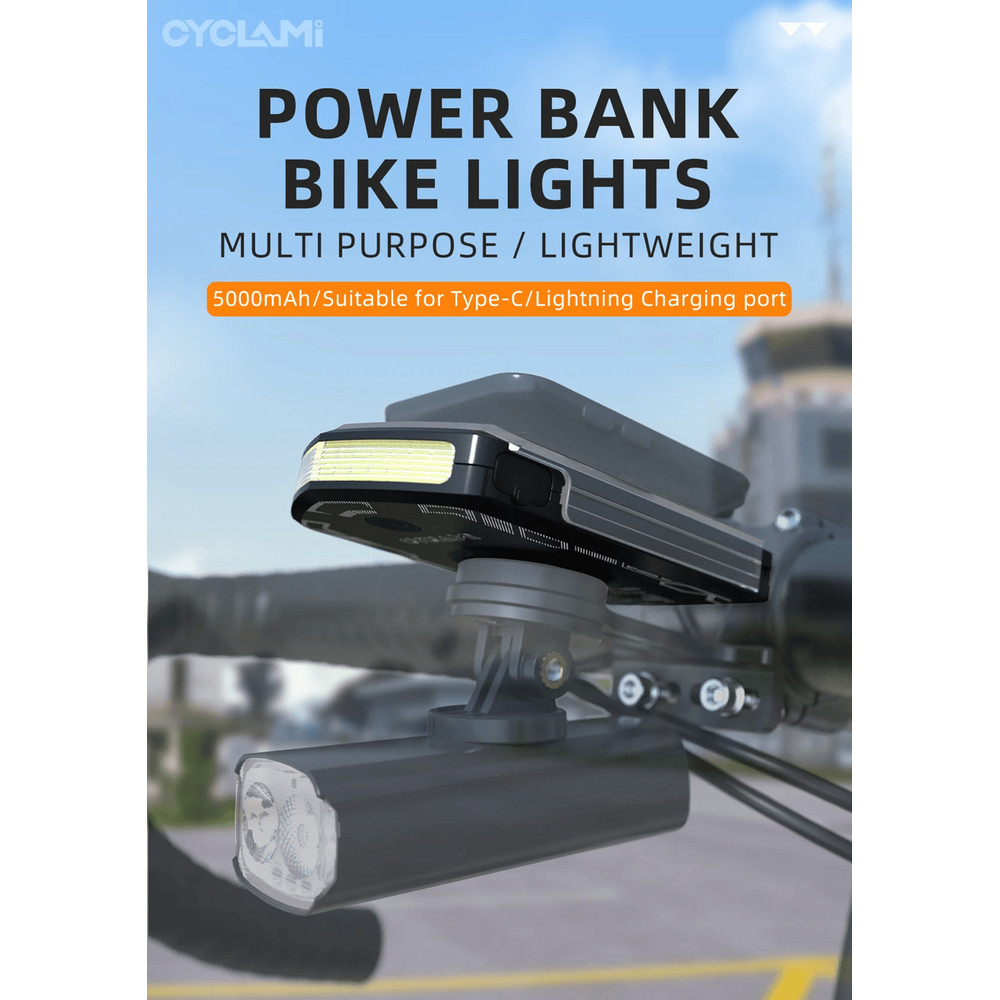 CYCLAMI RVL01 Rechargeable Bicycle Headlight With 5000mAh Battery And Type C Charging 0