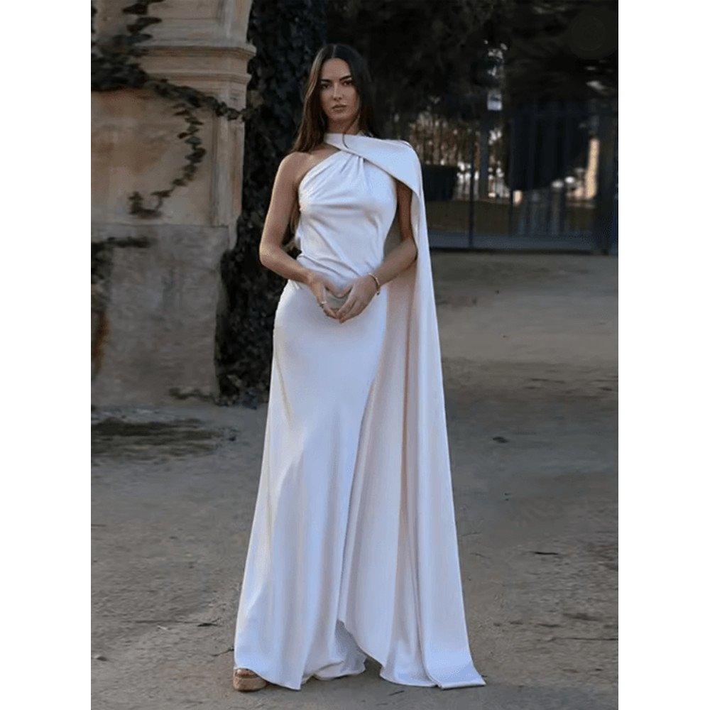 Elegant Ribbon Halter Maxi Dress For Women Backless Sleeveless Party Wear 2
