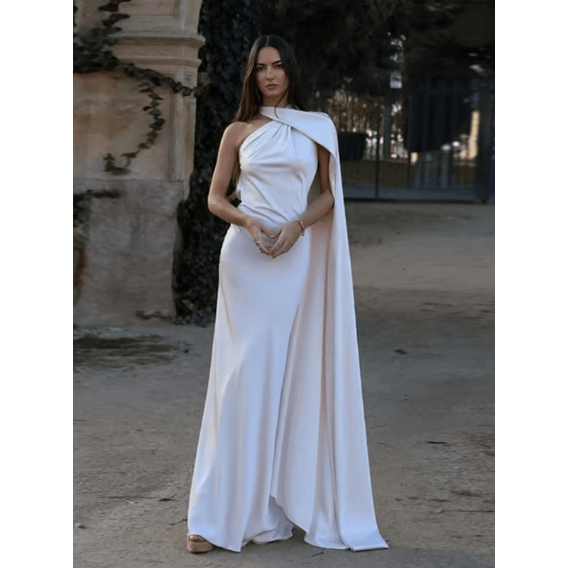 Elegant Ribbon Halter Maxi Dress For Women Backless Sleeveless Party Wear 2