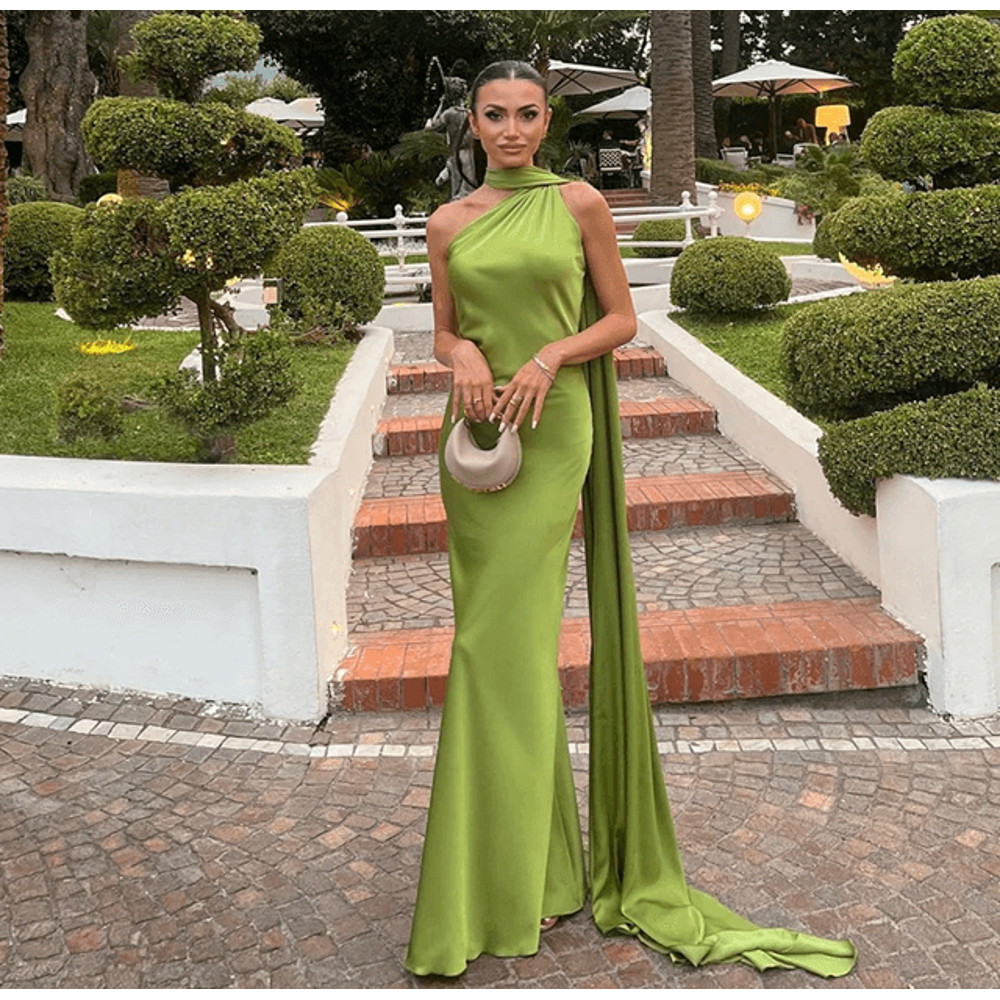 Elegant Ribbon Halter Maxi Dress For Women Backless Sleeveless Party Wear 7